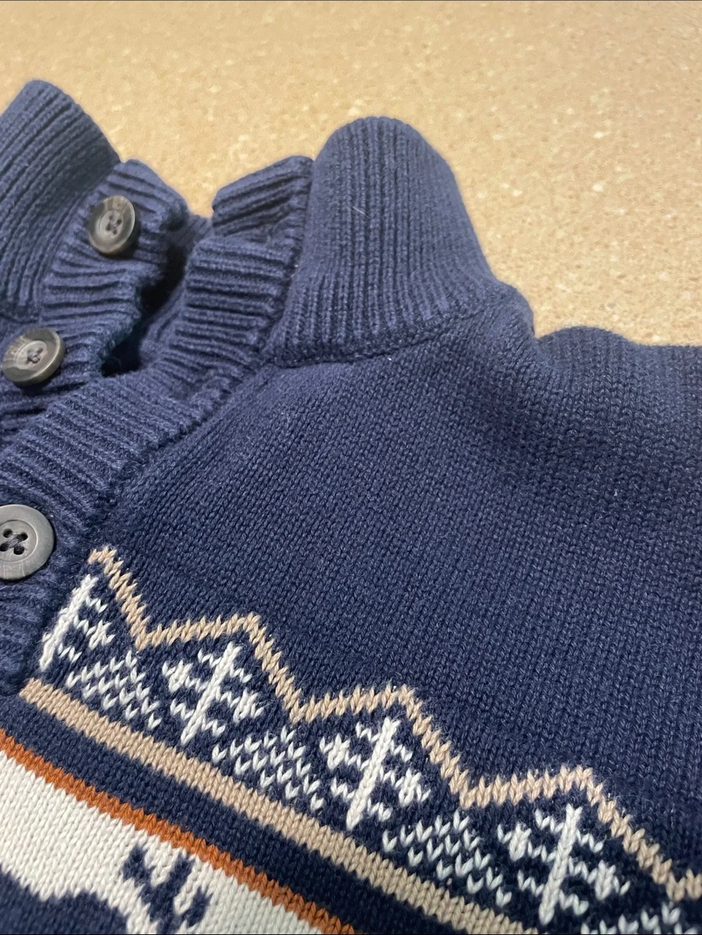 The Children's Place Navy Fair Isle Moose Knit Pullover